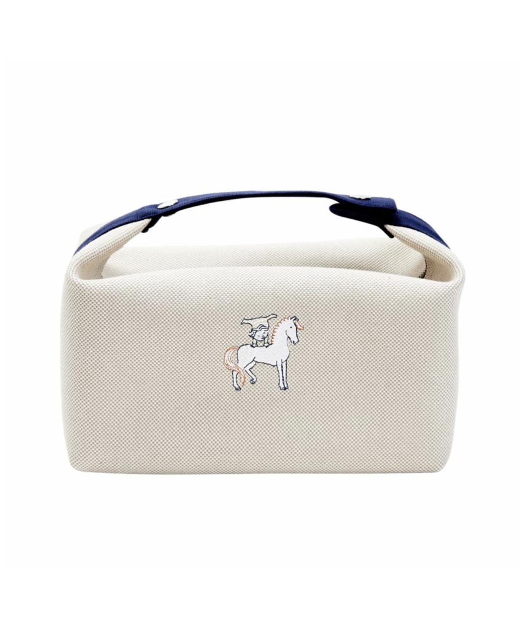 HERMES Темно-синяя хлопковая косметичка, фото 5