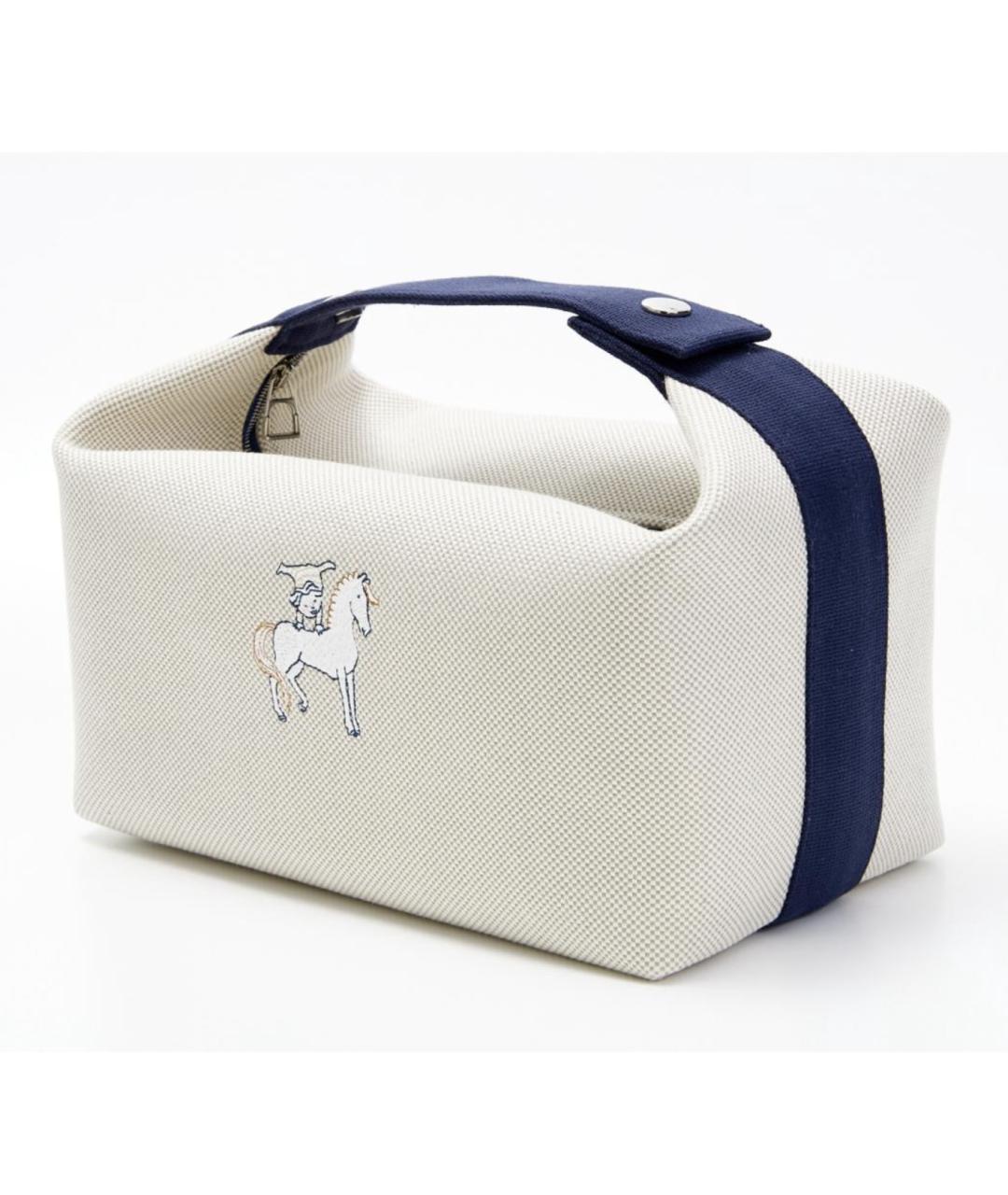 HERMES Темно-синяя хлопковая косметичка, фото 3