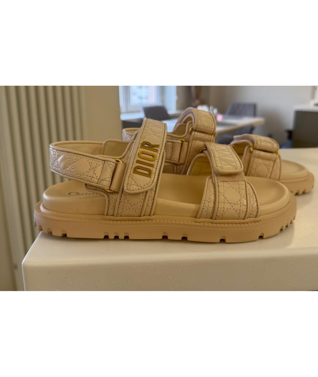 CHRISTIAN DIOR Розовые кожаные сандалии, фото 6