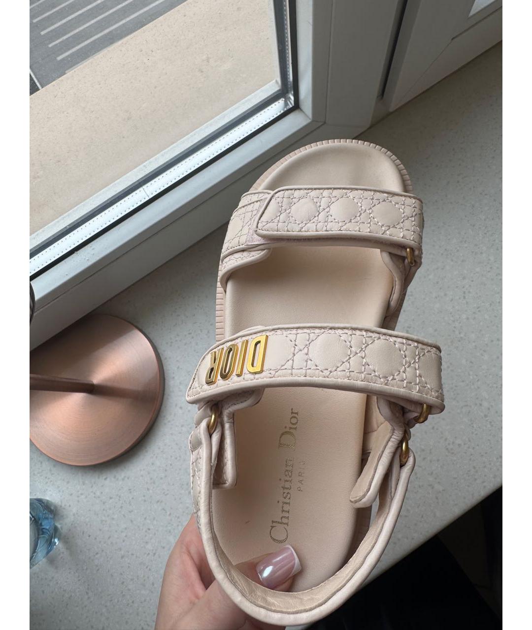CHRISTIAN DIOR Розовые кожаные сандалии, фото 3