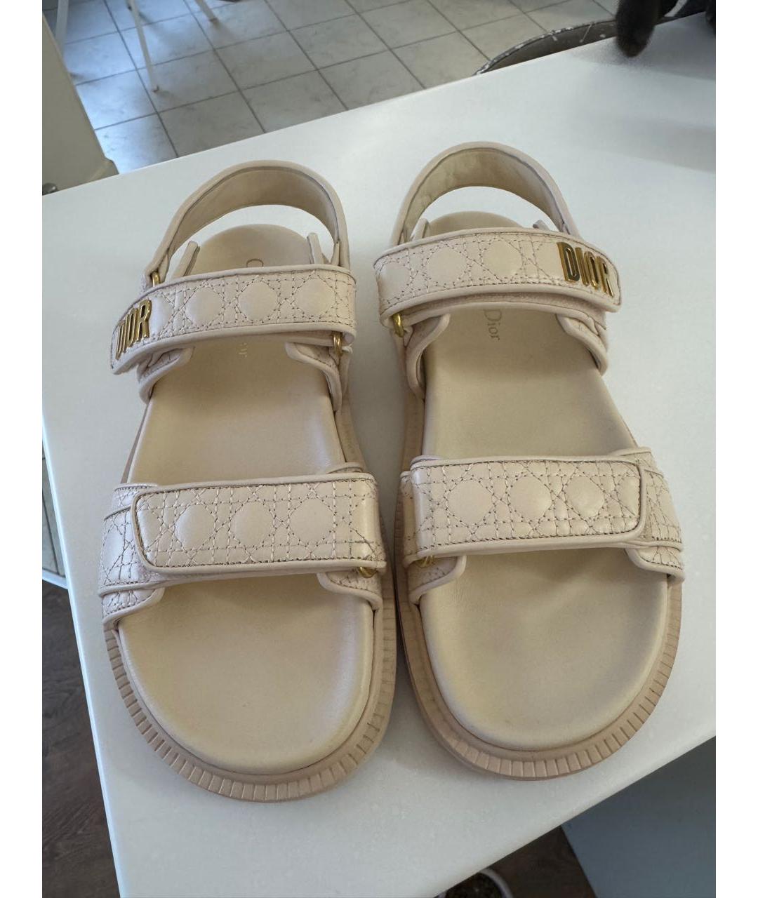 CHRISTIAN DIOR Розовые кожаные сандалии, фото 4