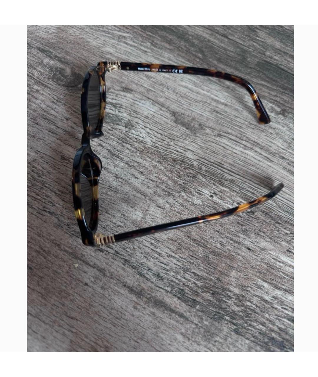 MIU MIU Коричневые пластиковые солнцезащитные очки, фото 6
