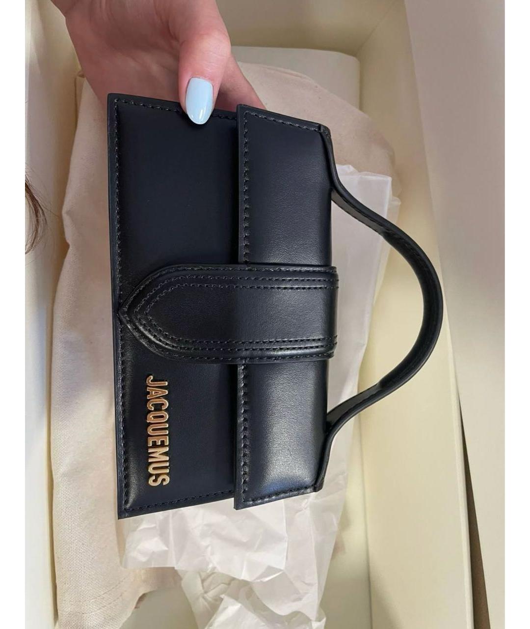 JACQUEMUS Черная кожаная сумка с короткими ручками, фото 2