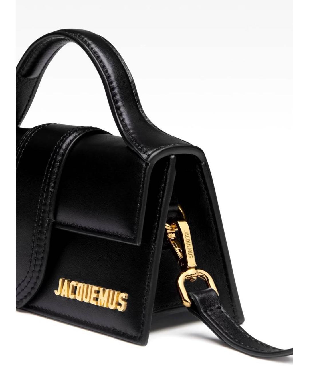 JACQUEMUS Черная кожаная сумка с короткими ручками, фото 4