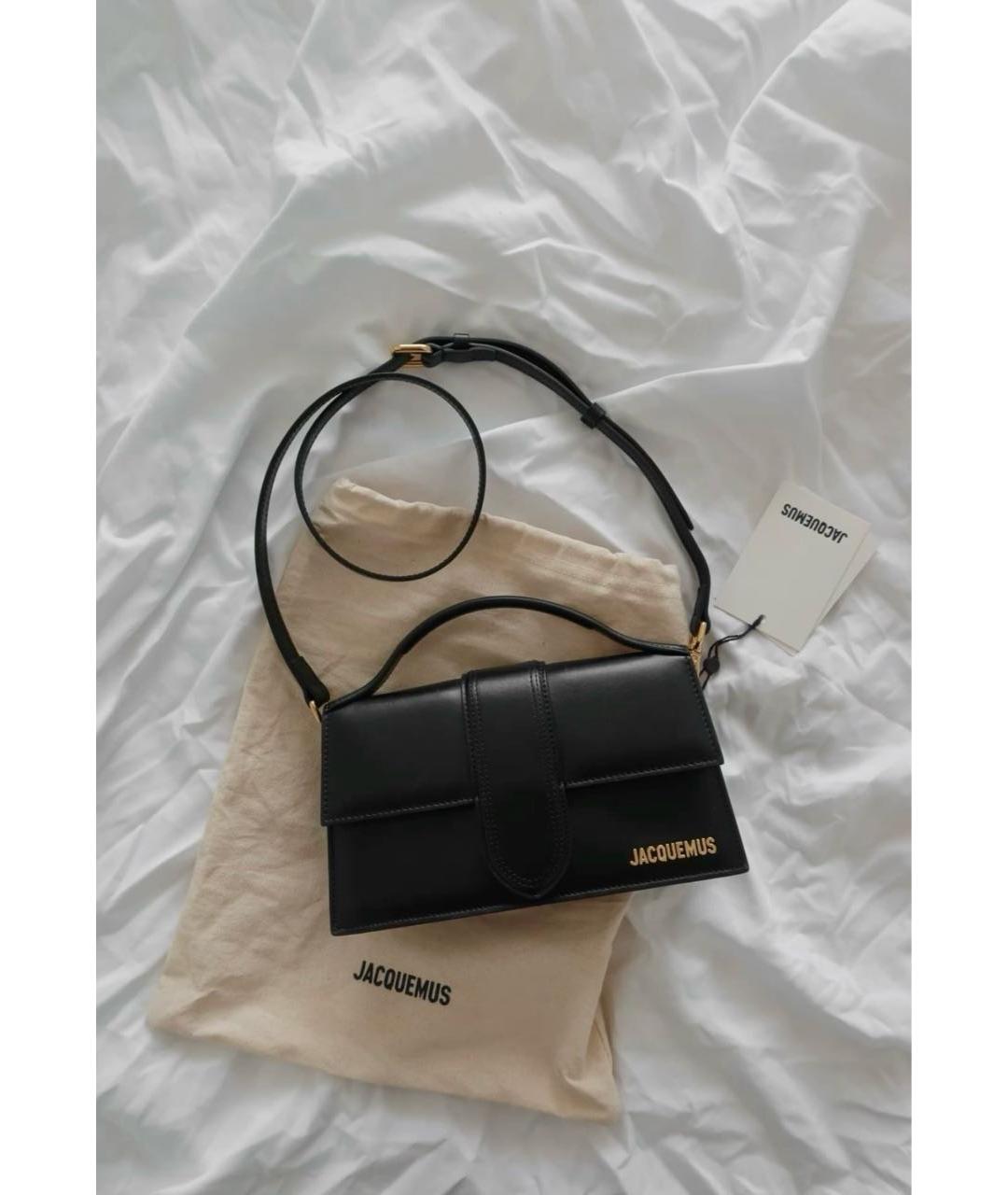 JACQUEMUS Черная кожаная сумка с короткими ручками, фото 3