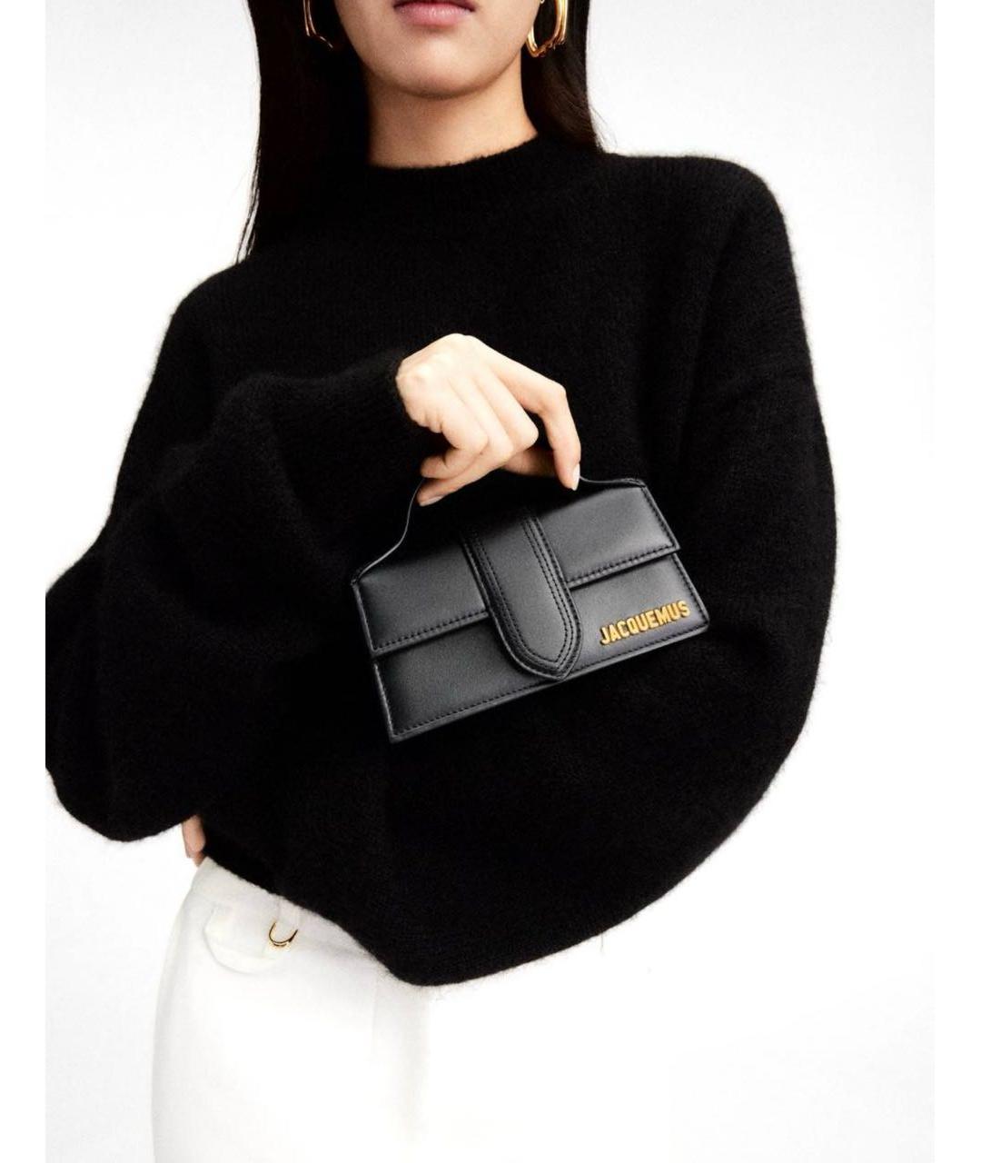 JACQUEMUS Черная кожаная сумка с короткими ручками, фото 5