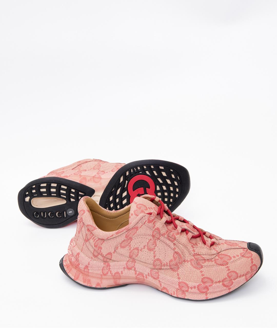 GUCCI Розовые текстильные кроссовки, фото 5