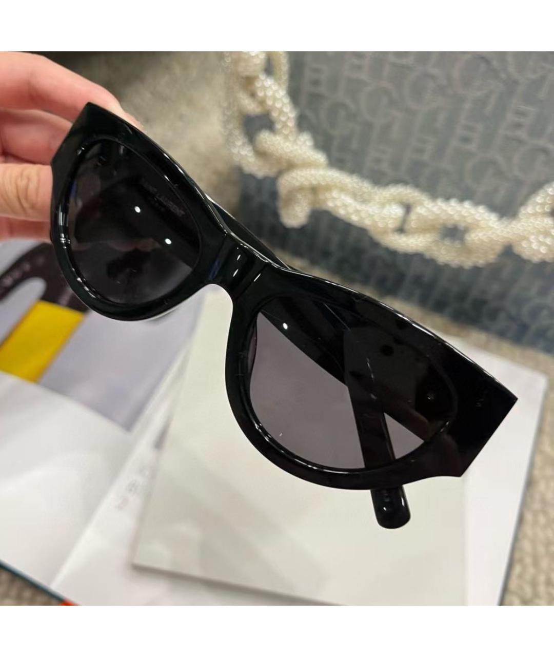 SAINT LAURENT Черные пластиковые солнцезащитные очки, фото 3