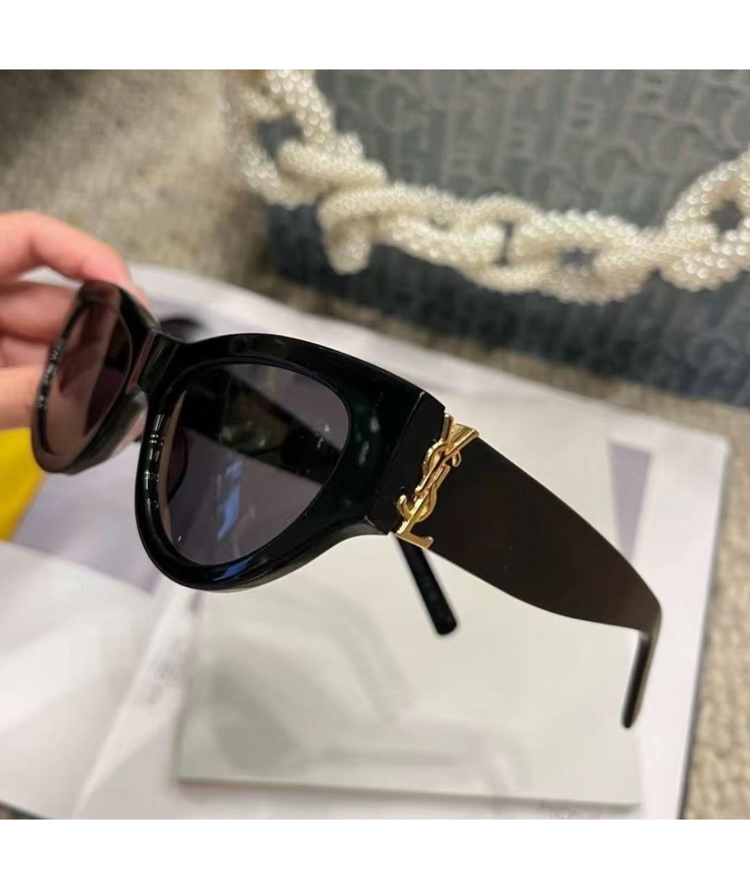 SAINT LAURENT Черные пластиковые солнцезащитные очки, фото 2