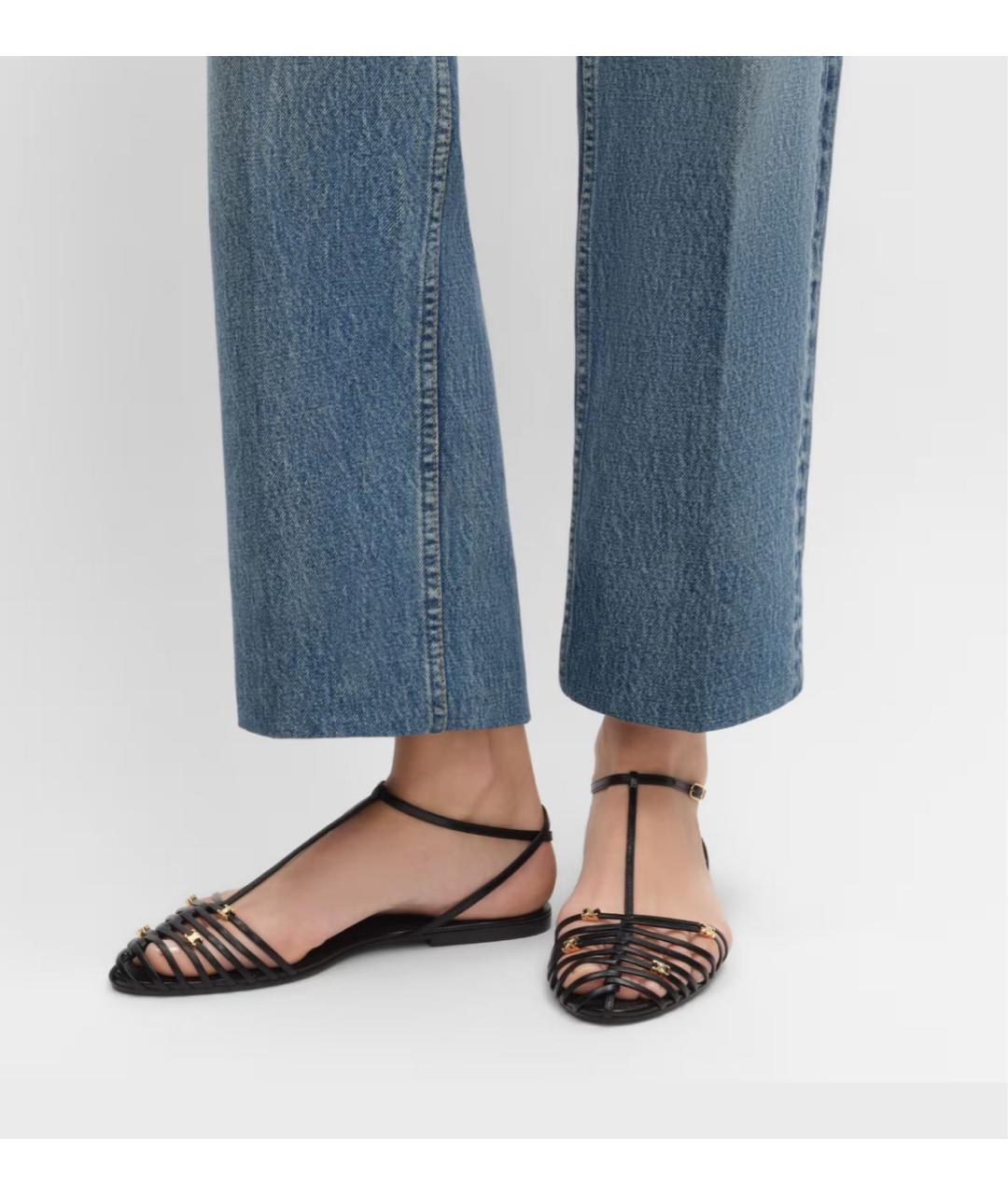 CELINE Черные кожаные сандалии, фото 2