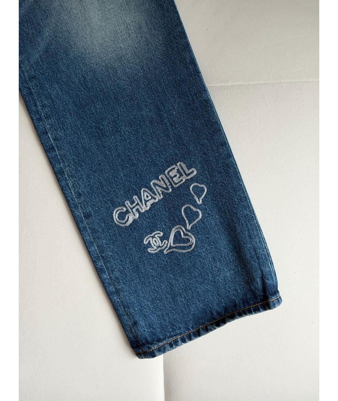 CHANEL Синие хлопковые прямые джинсы, фото 5