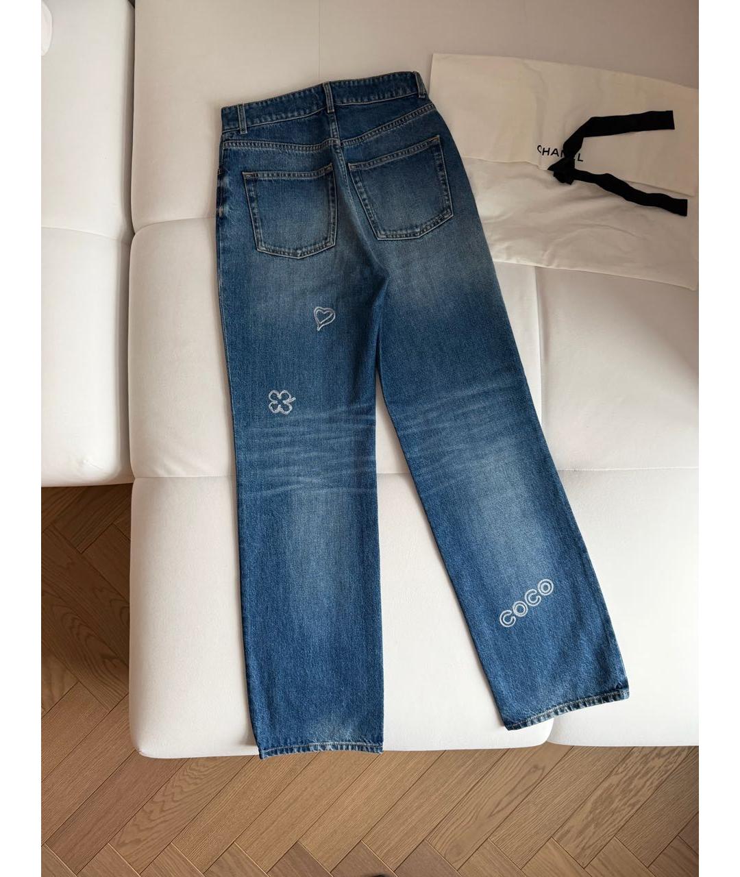 CHANEL Синие хлопковые прямые джинсы, фото 3