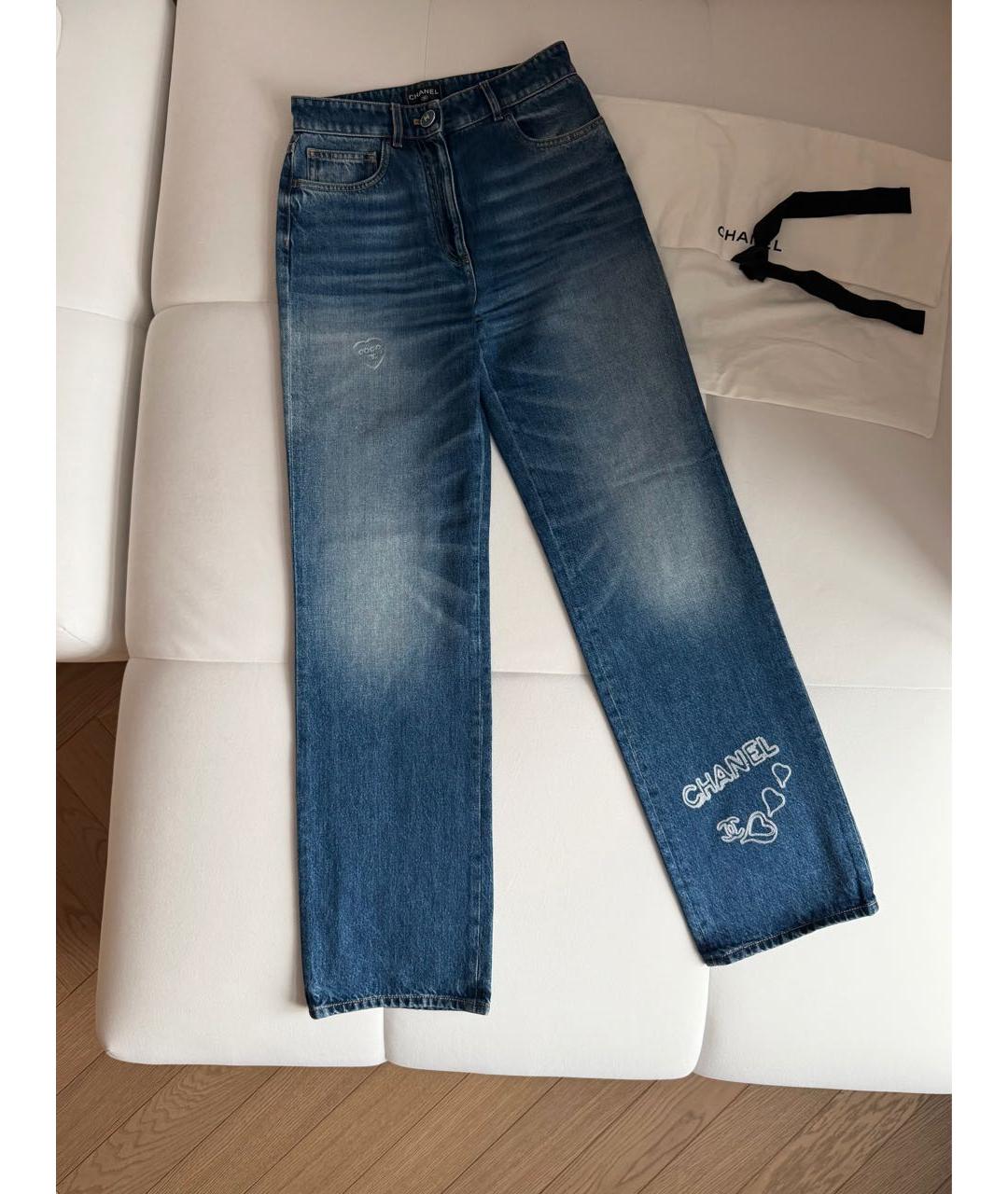 CHANEL Синие хлопковые прямые джинсы, фото 7