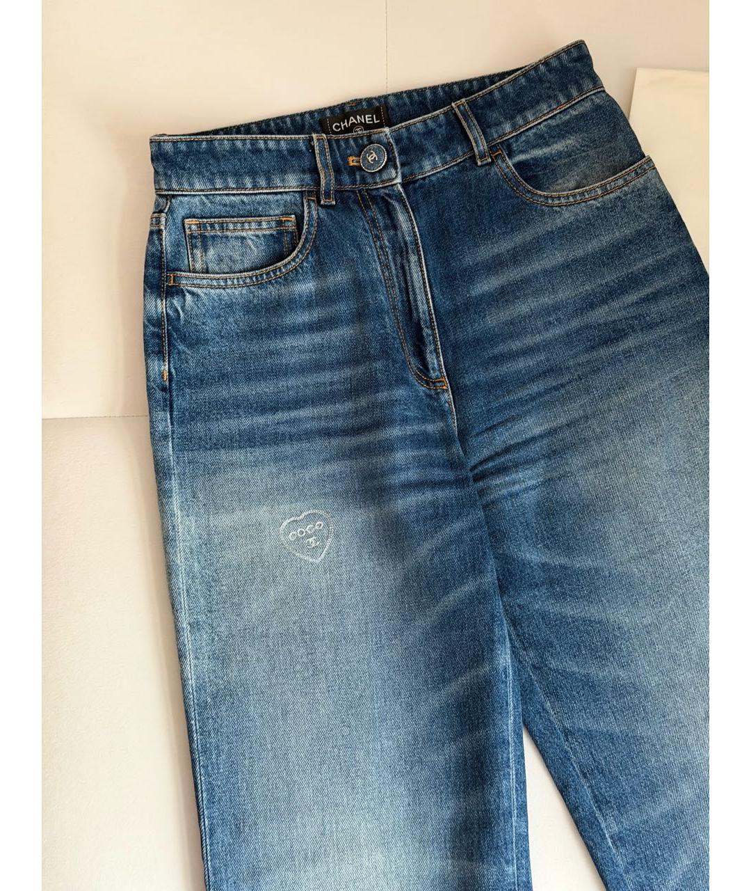 CHANEL Синие хлопковые прямые джинсы, фото 6
