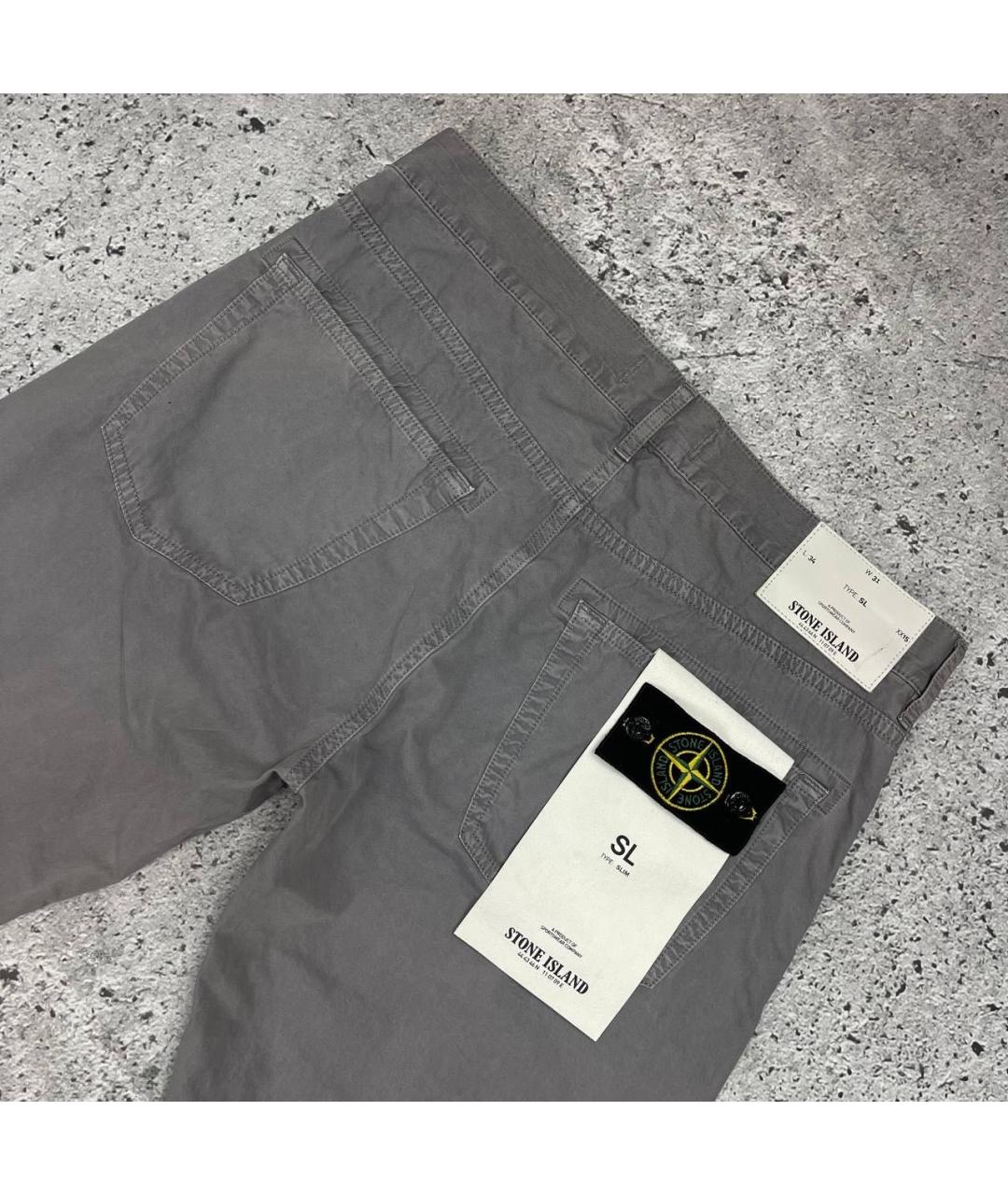 STONE ISLAND Серые повседневные брюки, фото 4
