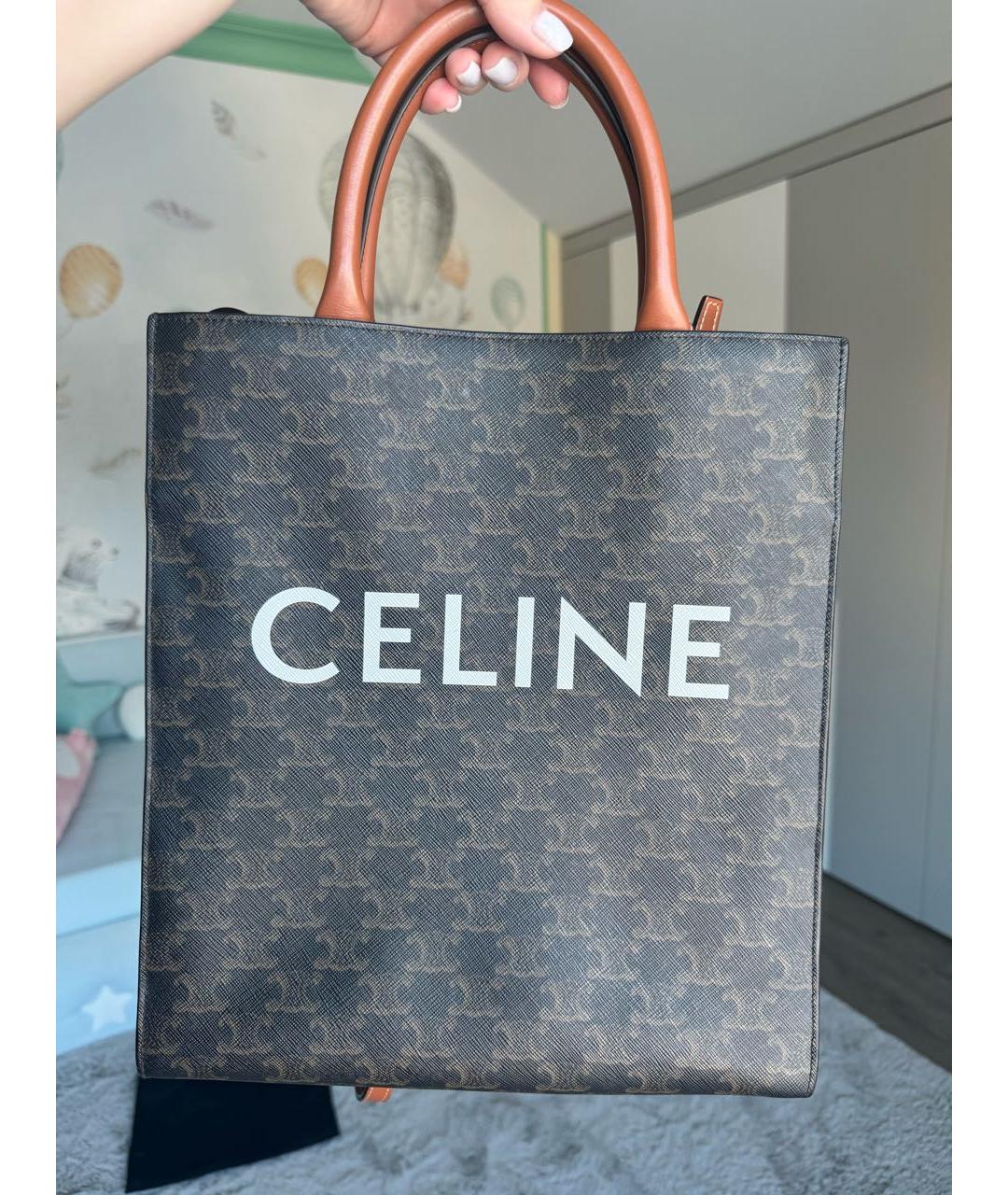 CELINE Коричневая сумка с короткими ручками, фото 9