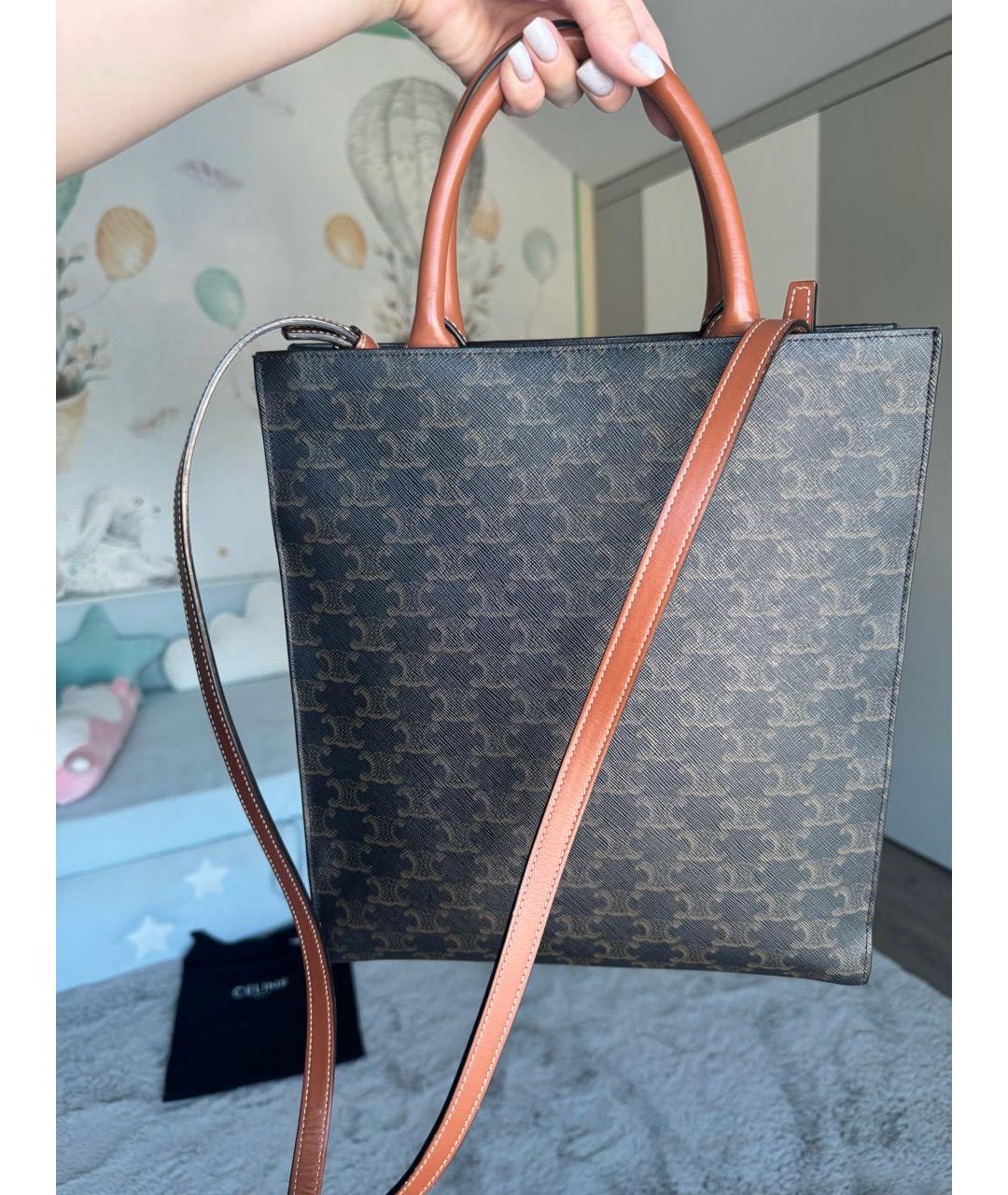 CELINE Коричневая сумка с короткими ручками, фото 2