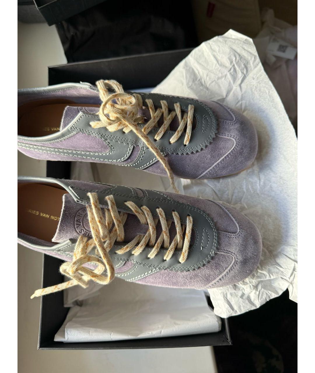 DRIES VAN NOTEN Фиолетовые замшевые кеды, фото 3