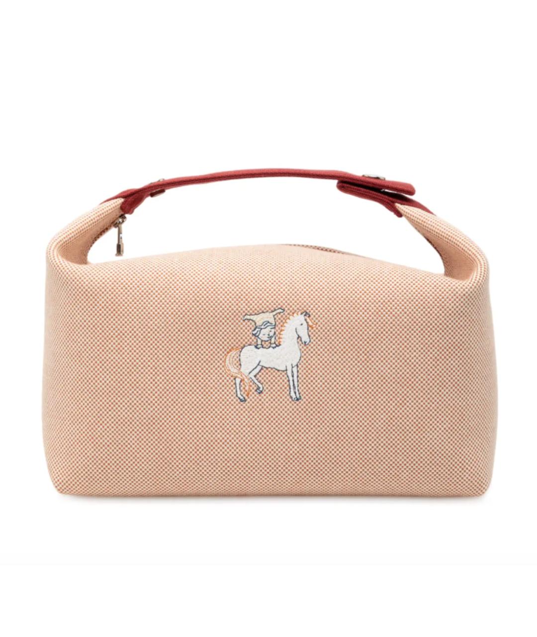 HERMES Оранжевая хлопковая косметичка, фото 3