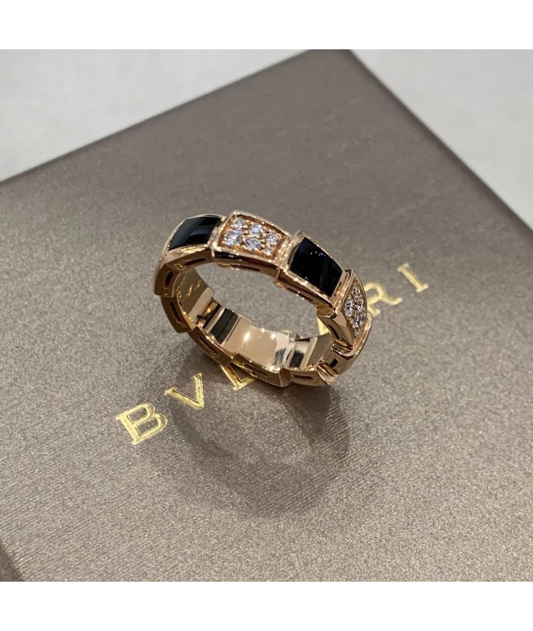 BVLGARI Черное кольцо из розового золота, фото 6