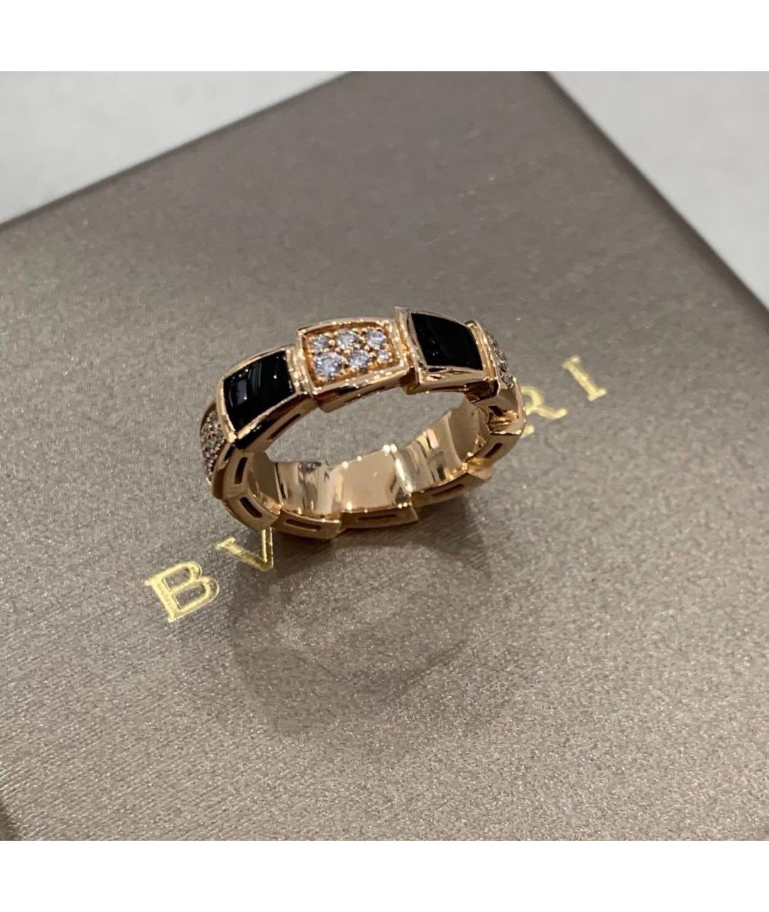 BVLGARI Черное кольцо из розового золота, фото 4