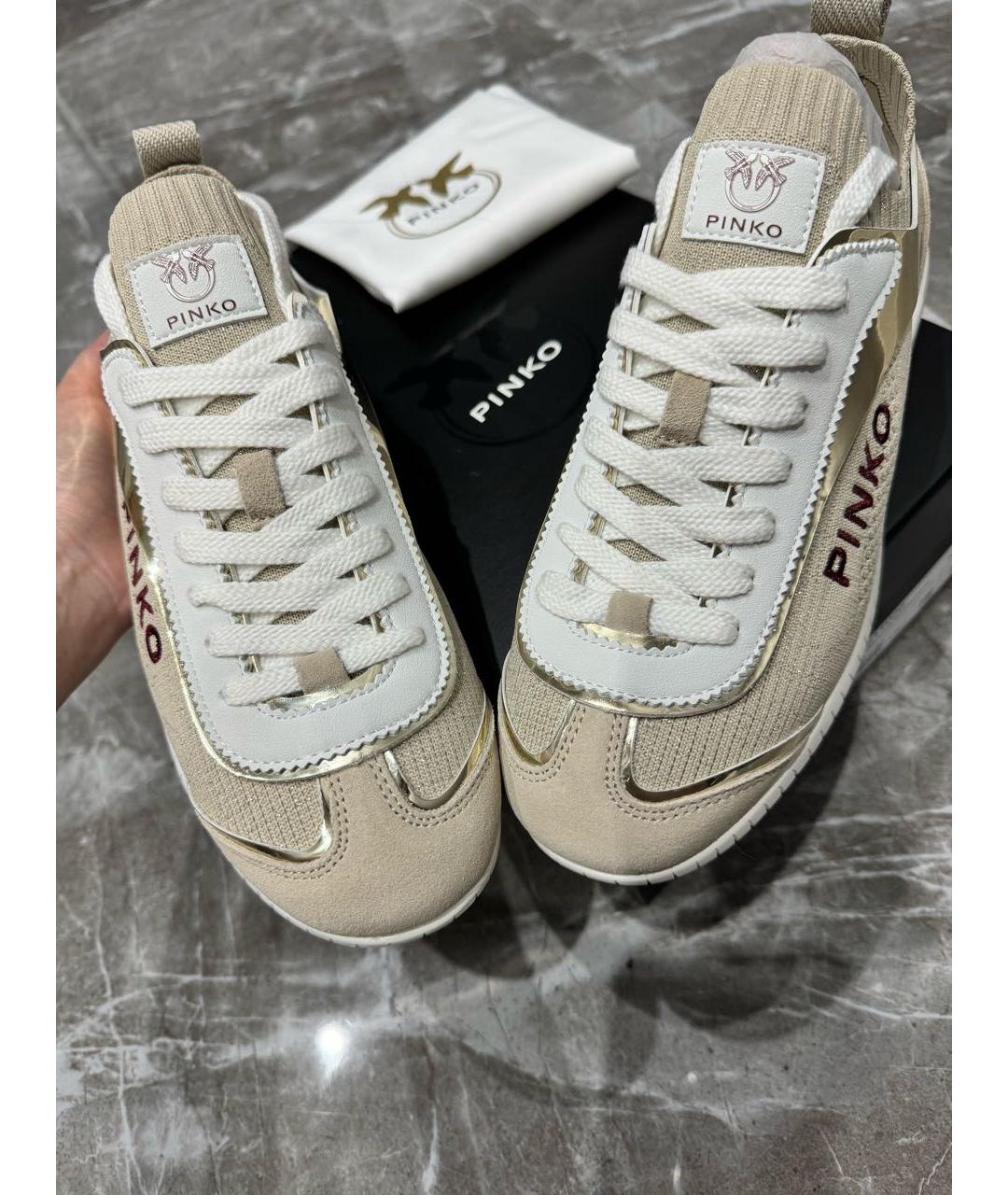 PINKO Бежевые замшевые кроссовки, фото 3