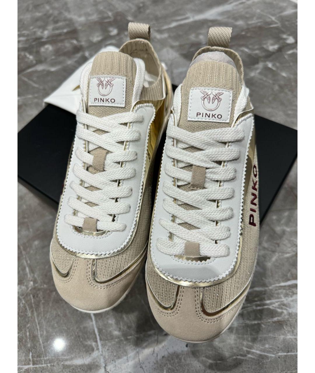 PINKO Бежевые замшевые кроссовки, фото 2