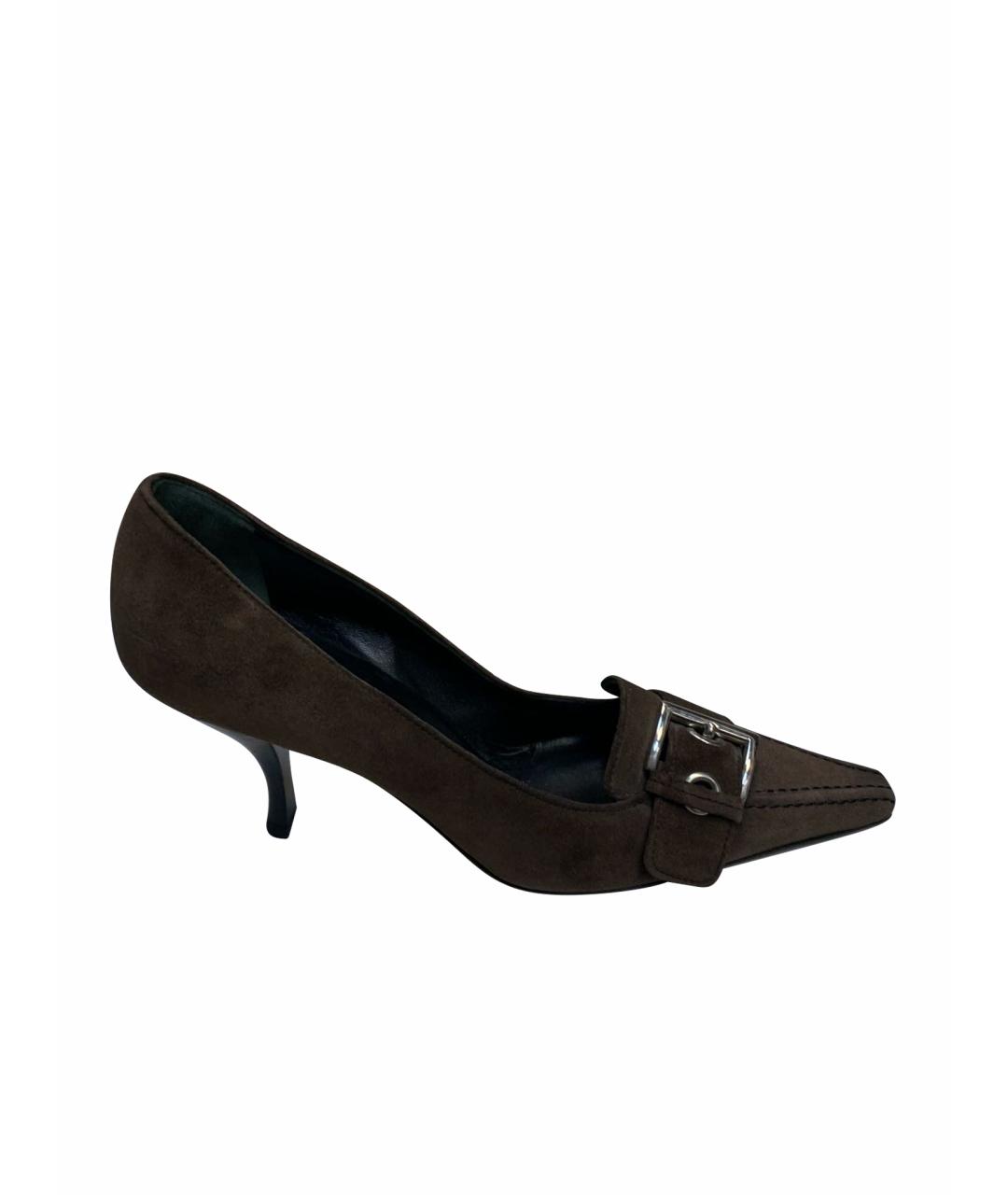 PRADA Коричневые замшевые туфли, фото 1