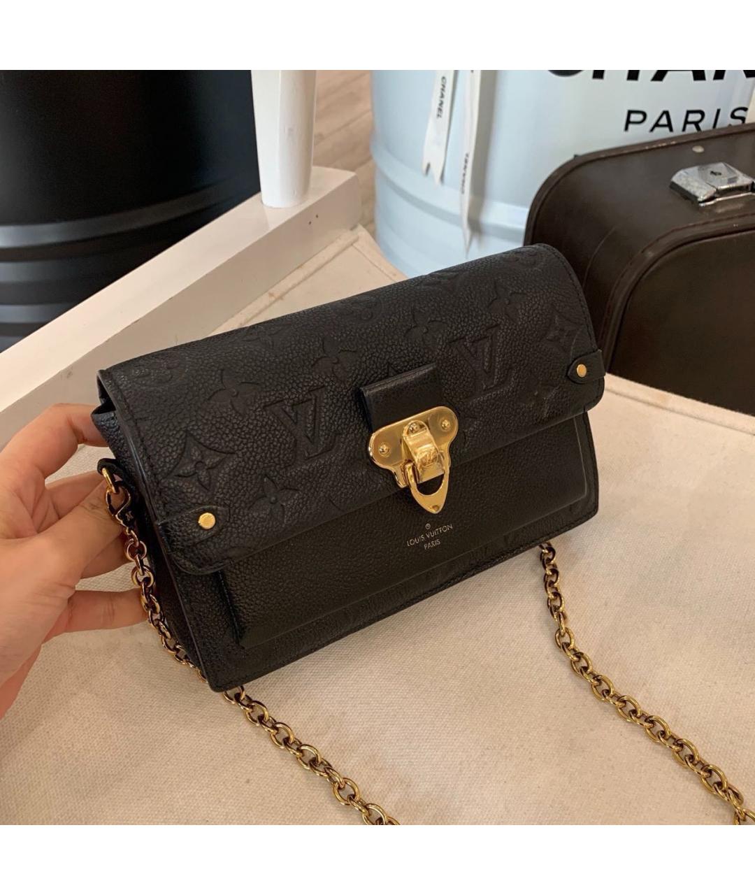 LOUIS VUITTON Черная кожаная сумка через плечо, фото 2