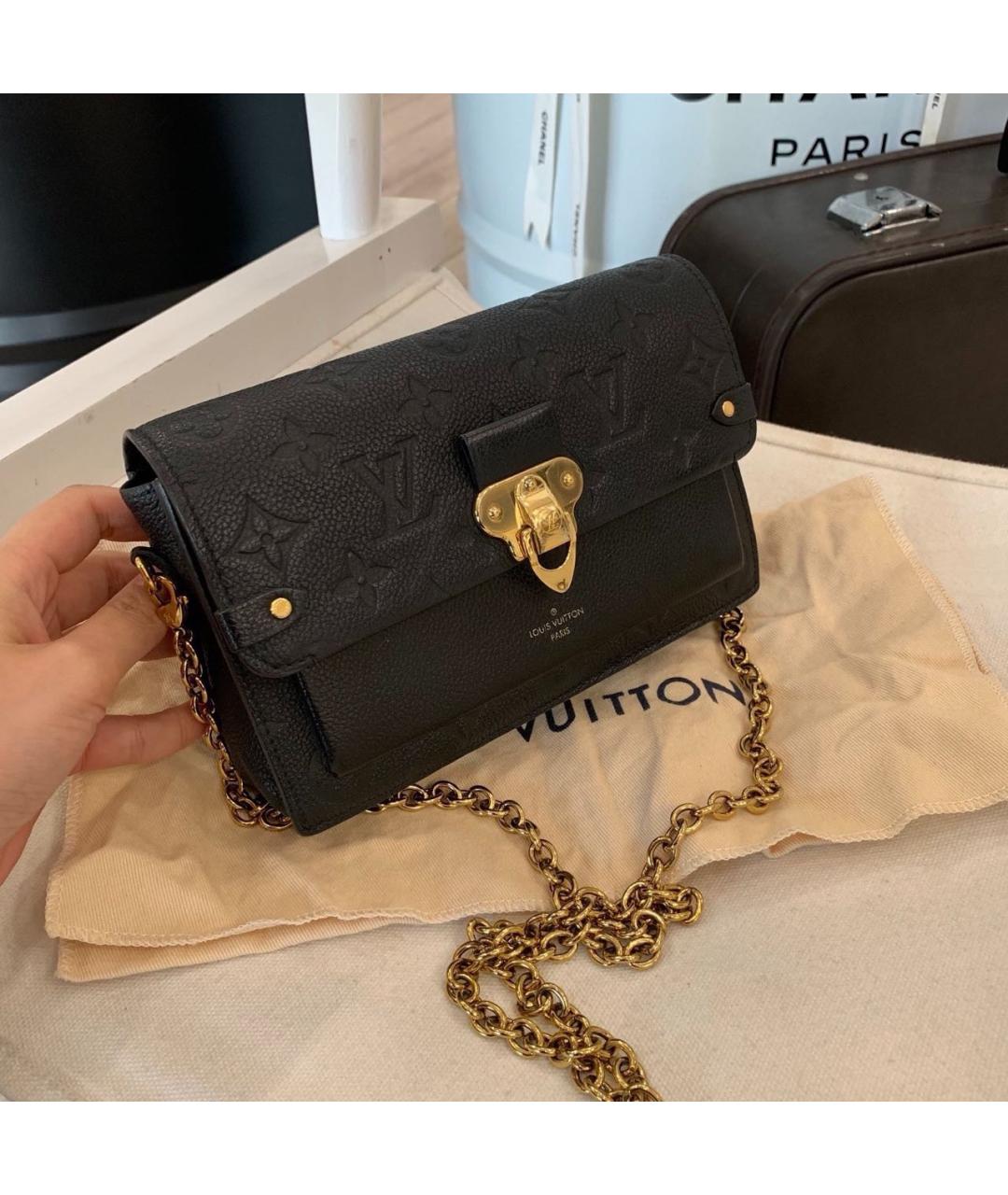 LOUIS VUITTON Черная кожаная сумка через плечо, фото 7