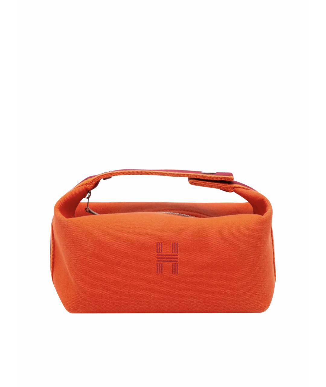HERMES Оранжевая хлопковая косметичка, фото 1