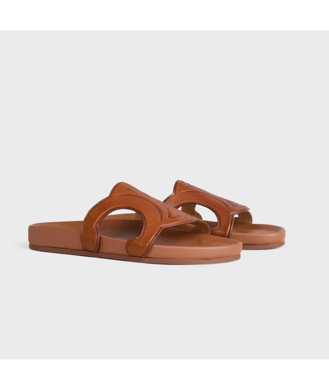 CELINE Коричневые кожаные мюли, фото 2