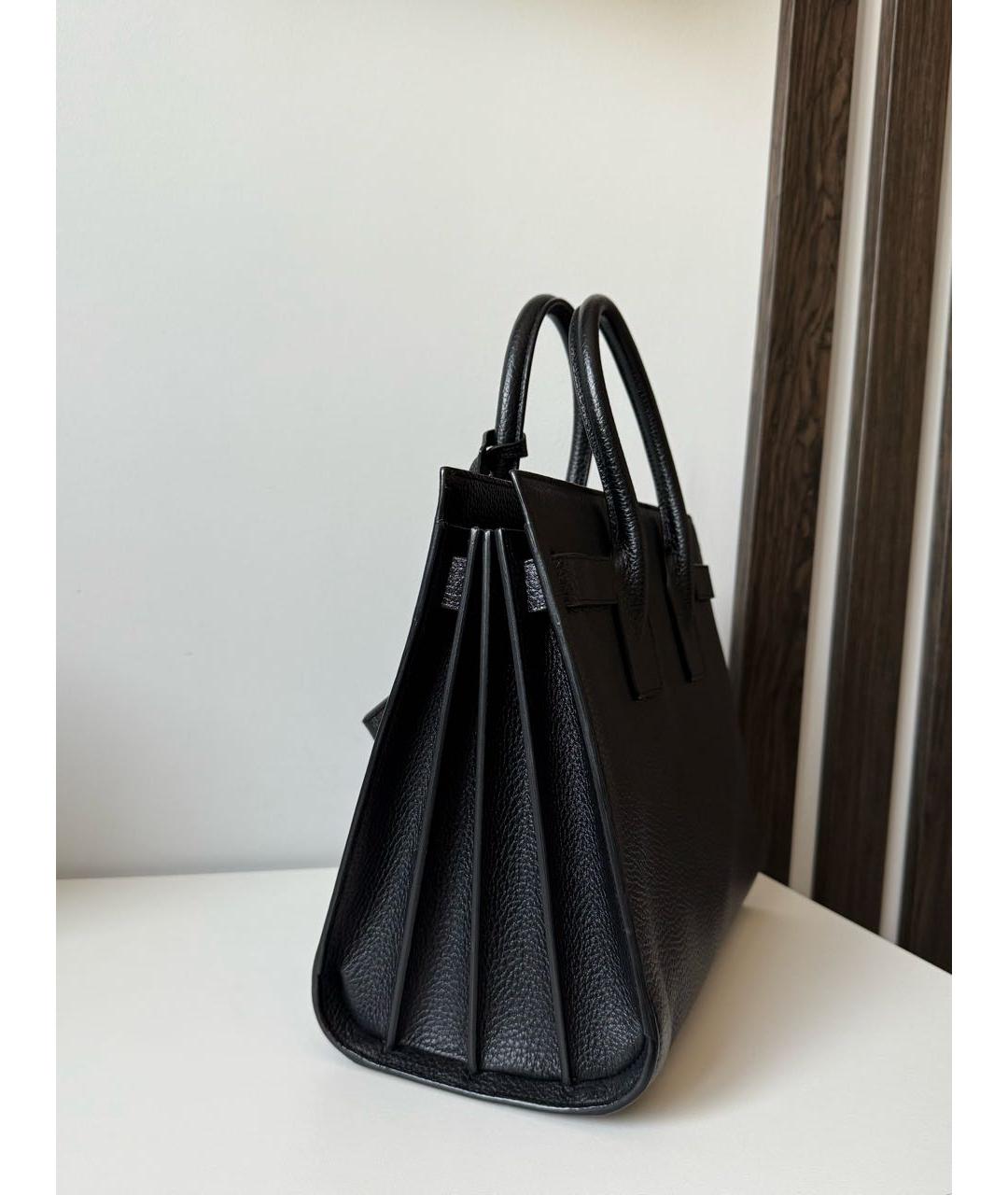 SAINT LAURENT Черная кожаная сумка тоут, фото 5