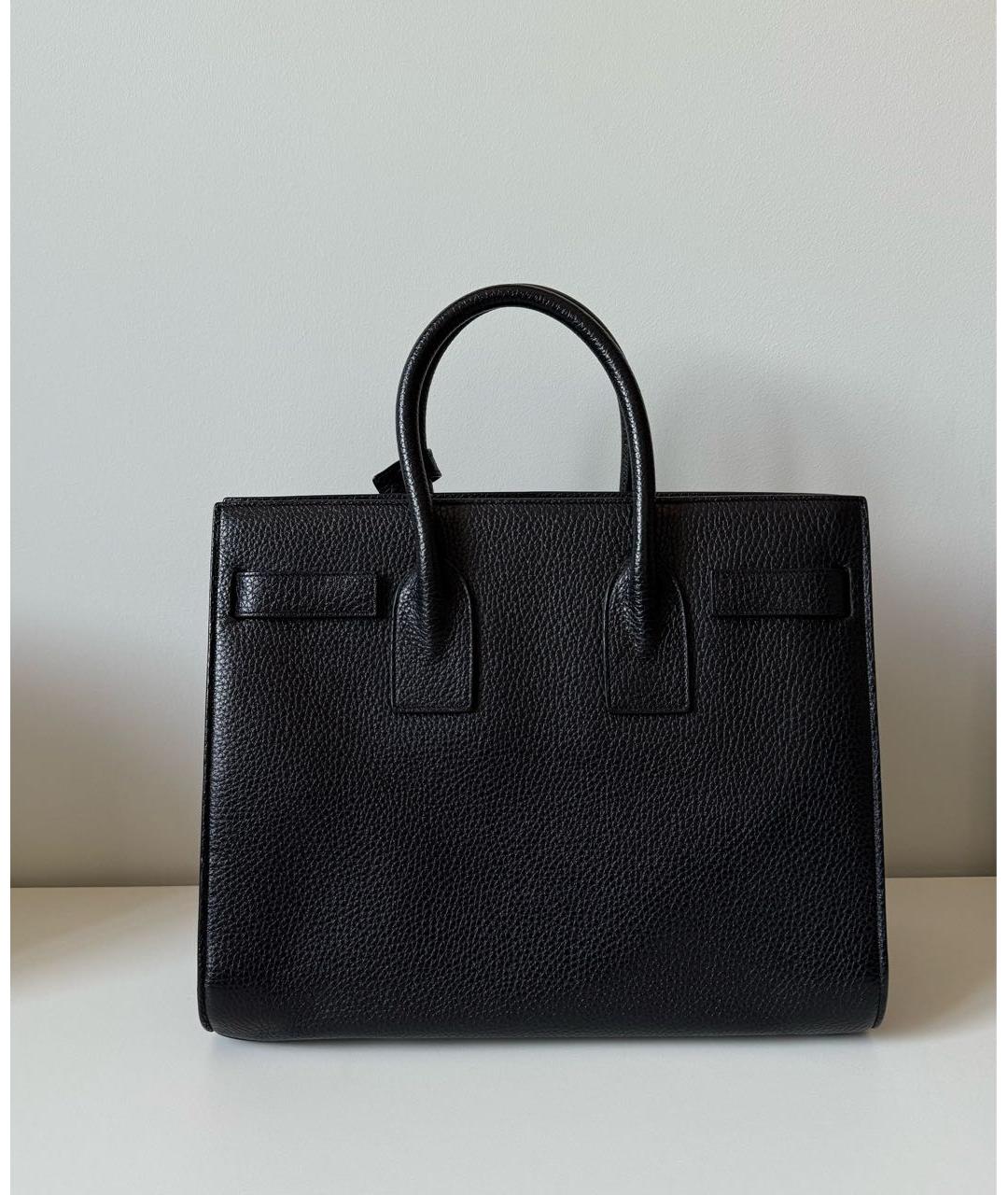 SAINT LAURENT Черная кожаная сумка тоут, фото 3