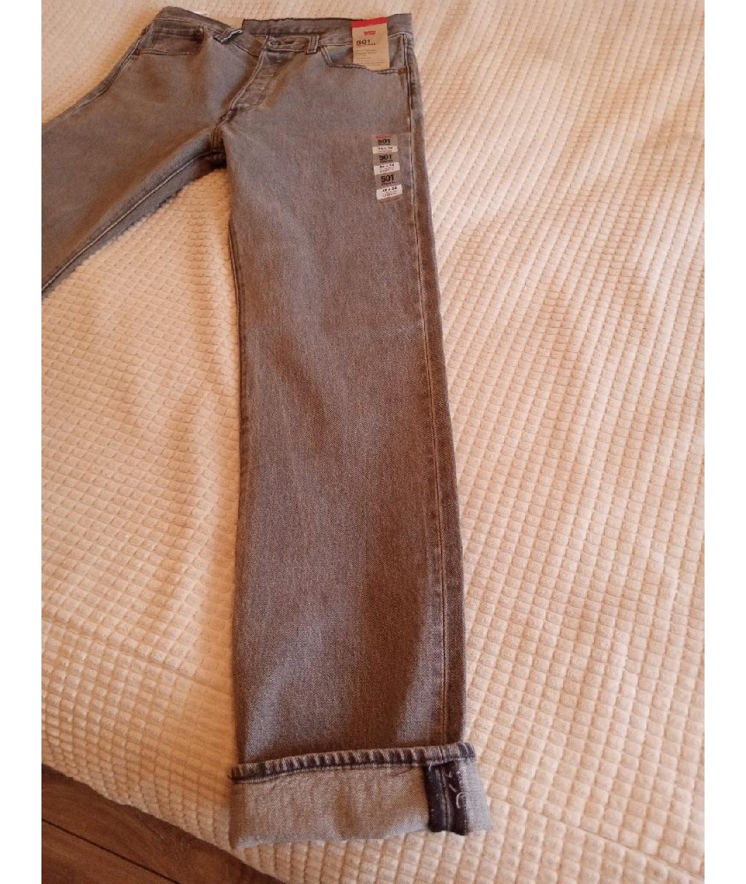 LEVI'S Серые хлопковые прямые джинсы, фото 5