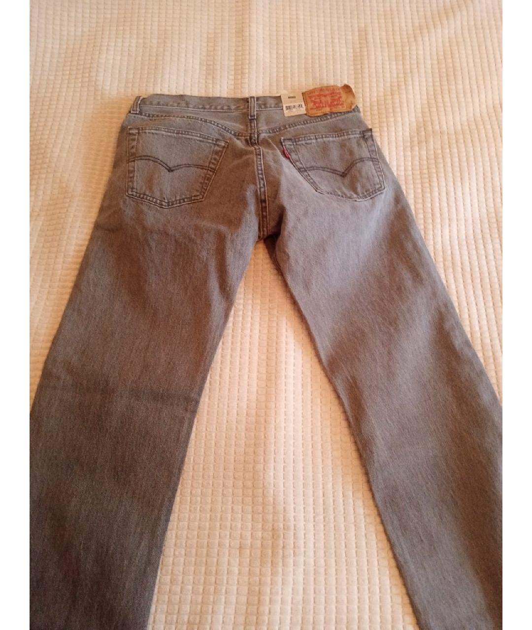 LEVI'S Серые хлопковые прямые джинсы, фото 2