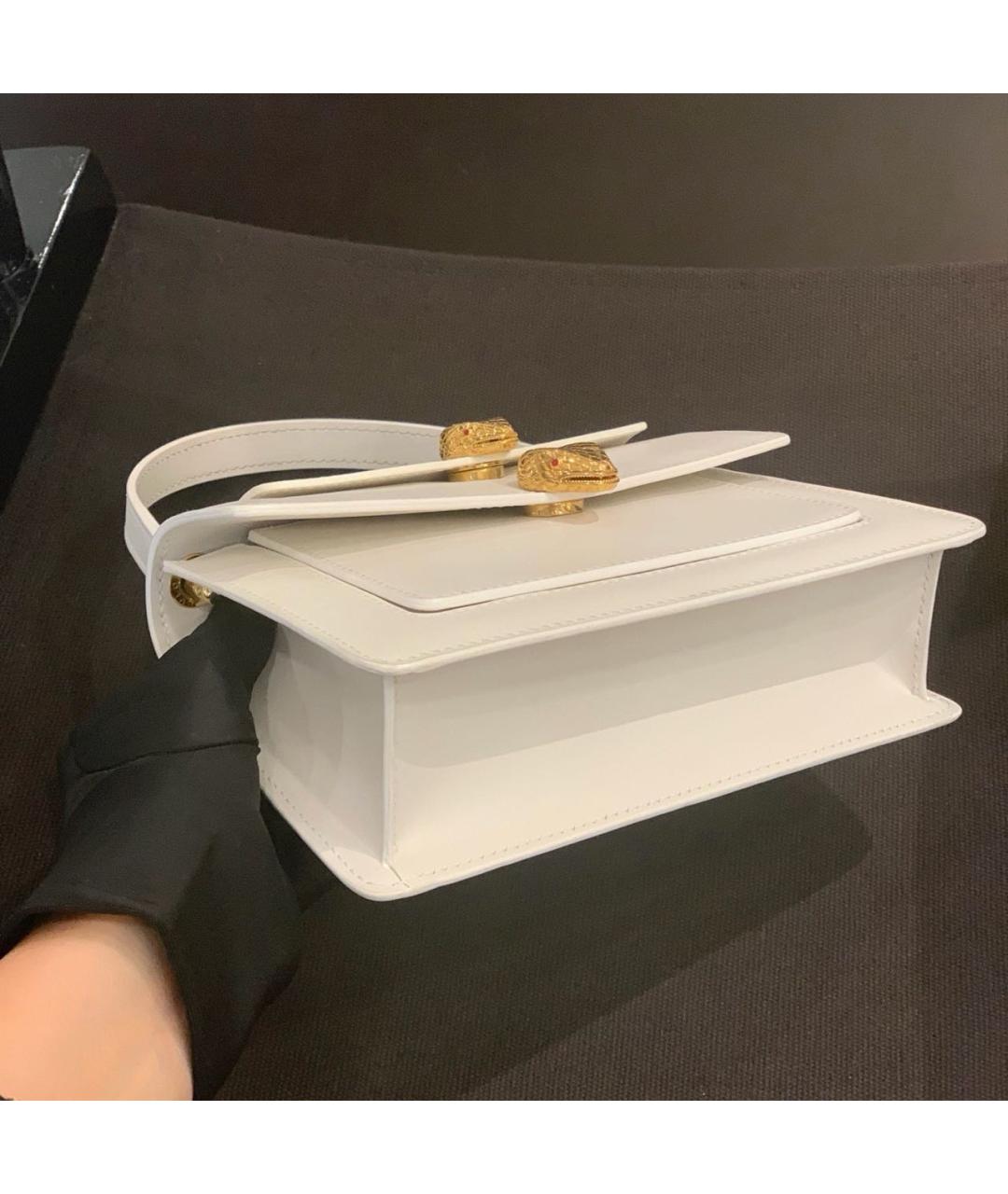 BVLGARI Белая кожаная сумка с короткими ручками, фото 5