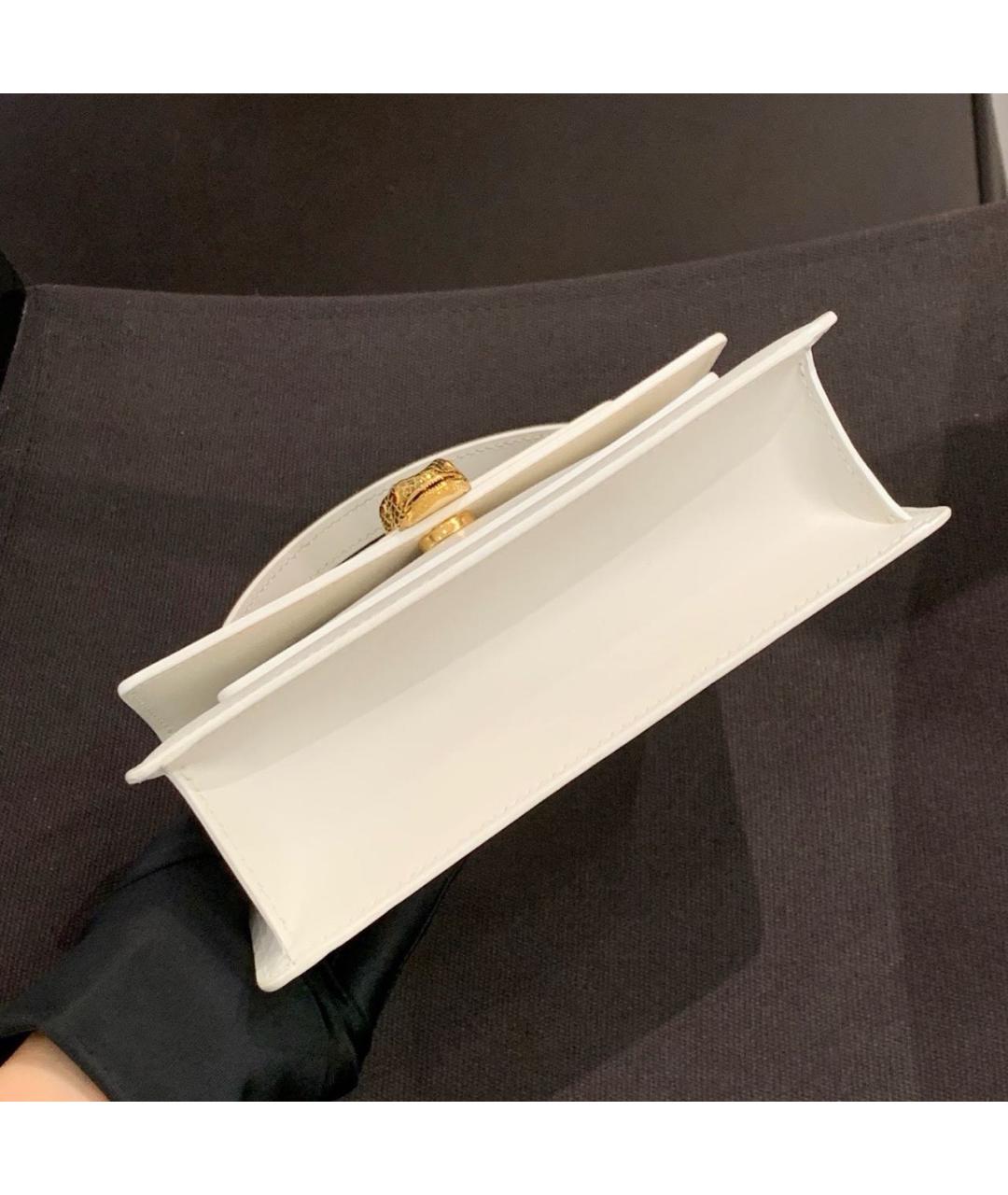 BVLGARI Белая кожаная сумка с короткими ручками, фото 4
