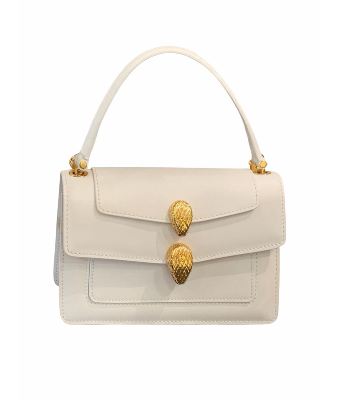 BVLGARI Белая кожаная сумка с короткими ручками, фото 1