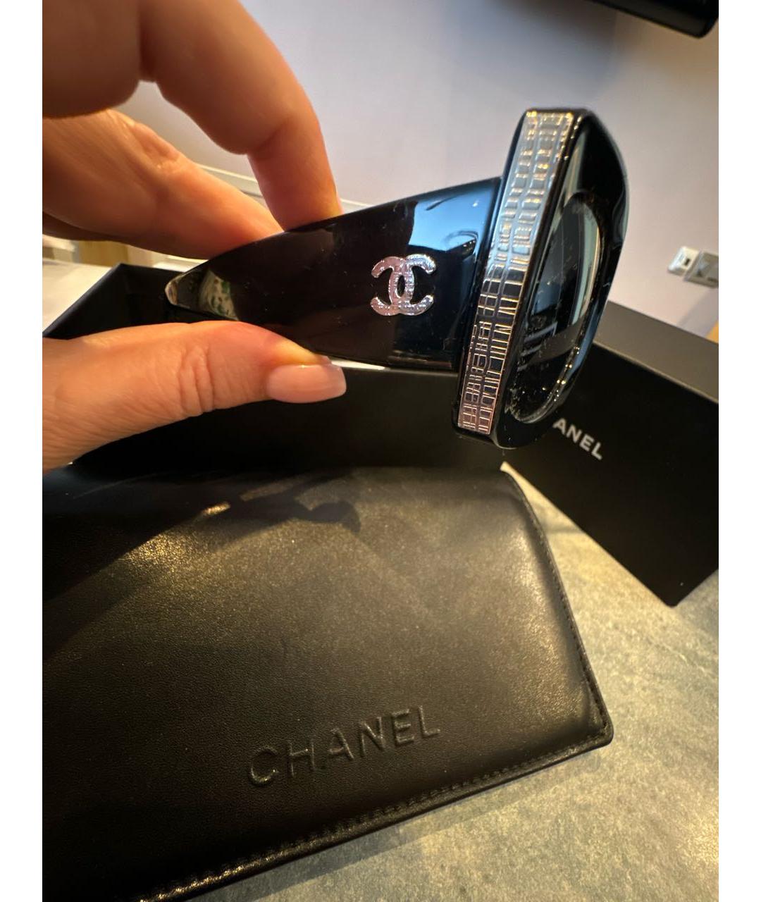 CHANEL Черные пластиковые солнцезащитные очки, фото 3