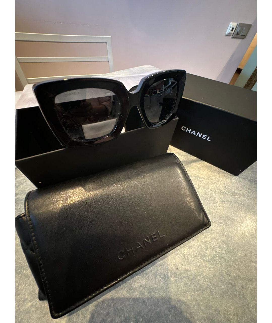 CHANEL Черные пластиковые солнцезащитные очки, фото 2