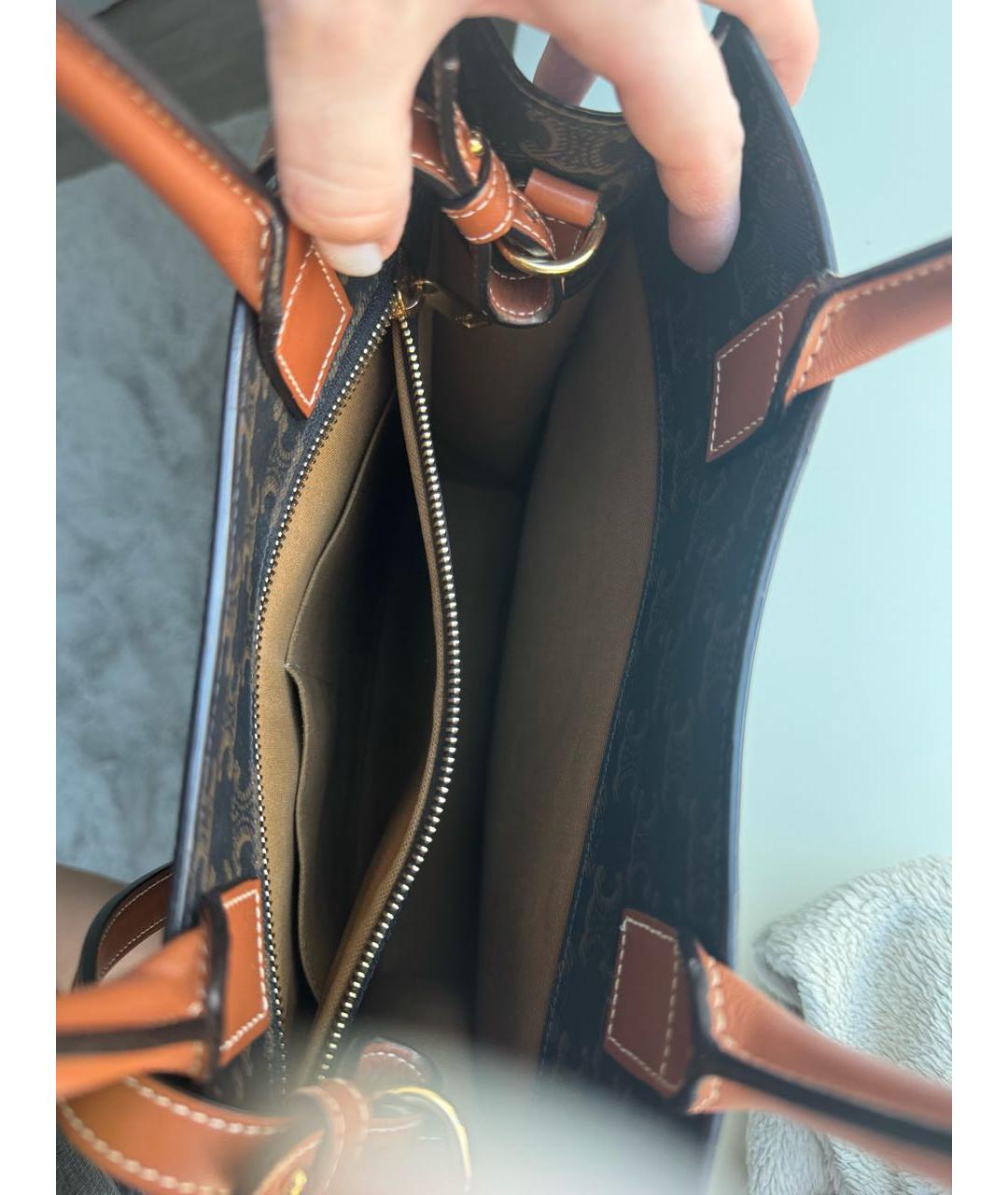 CELINE Коричневая сумка с короткими ручками, фото 4