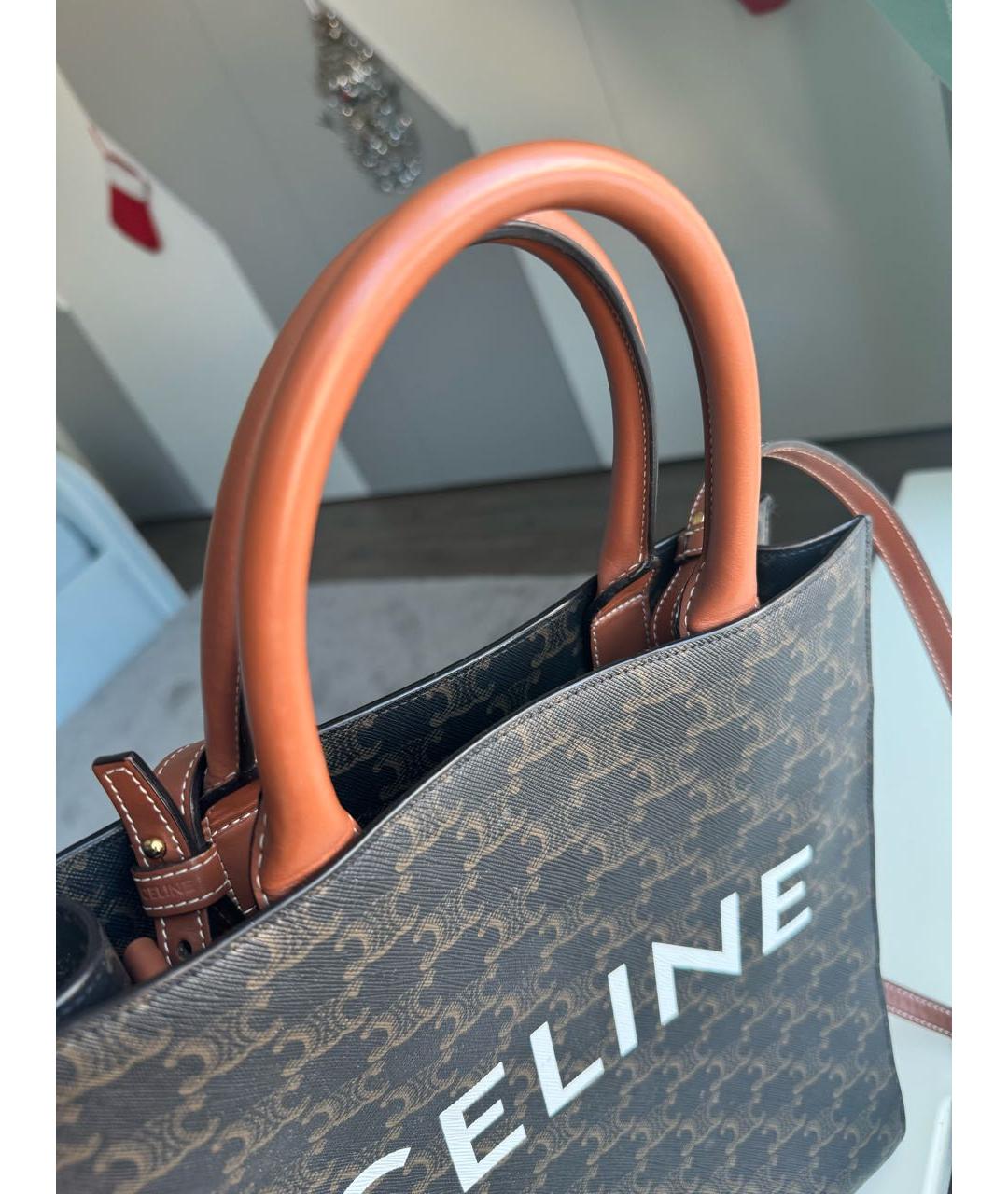 CELINE Коричневая сумка с короткими ручками, фото 5