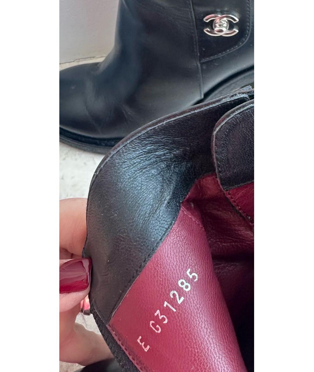 CHANEL Черные кожаные ботильоны, фото 5