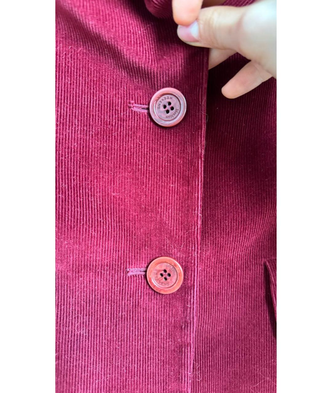 WEEKEND MAX MARA Бордовый хлопковый жакет/пиджак, фото 5