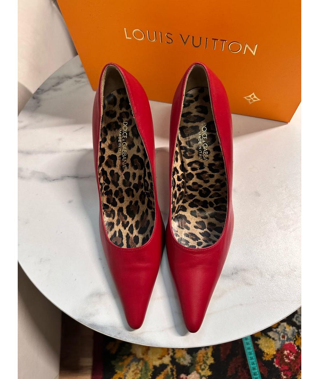 DOLCE&GABBANA Красные кожаные туфли, фото 2