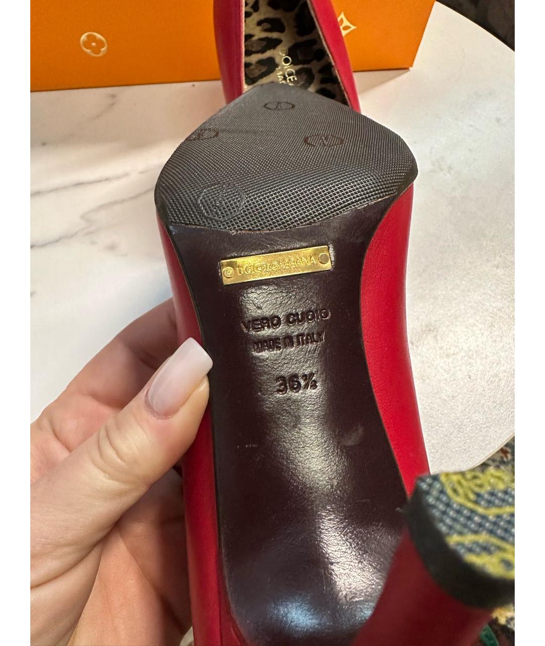 DOLCE&GABBANA Красные кожаные туфли, фото 5