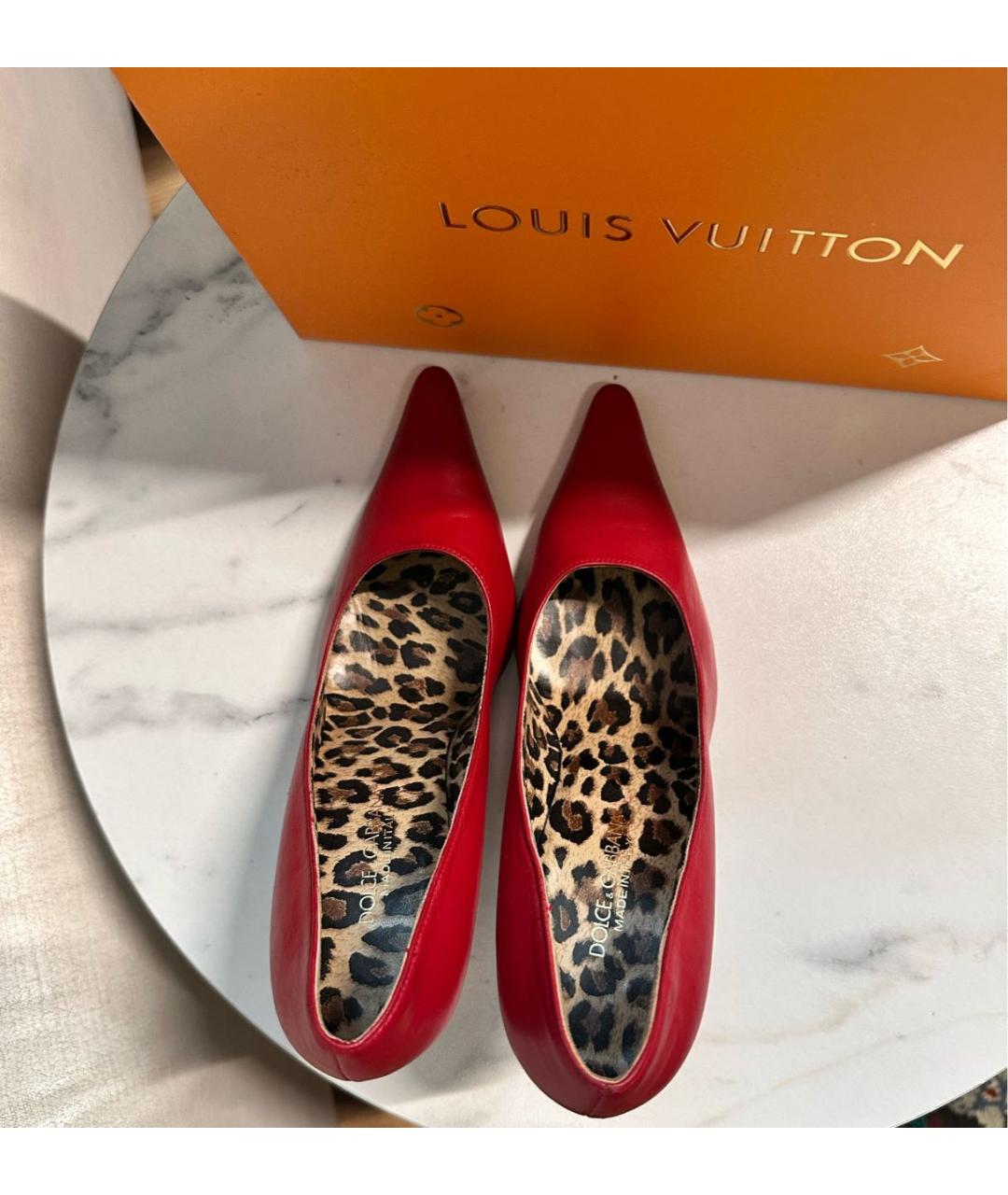 DOLCE&GABBANA Красные кожаные туфли, фото 3