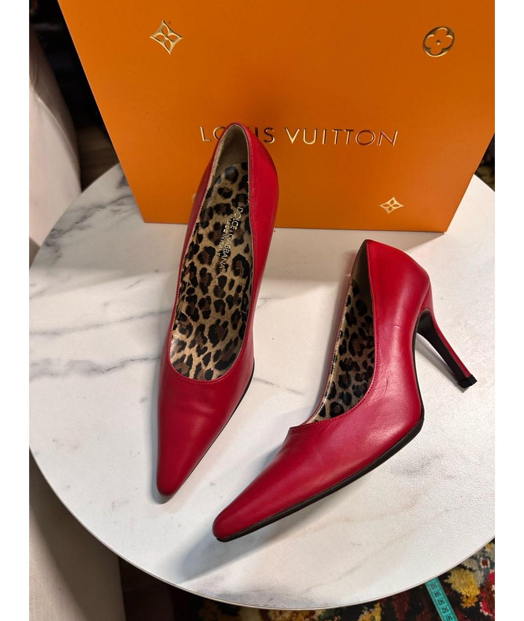 DOLCE&GABBANA Красные кожаные туфли, фото 8