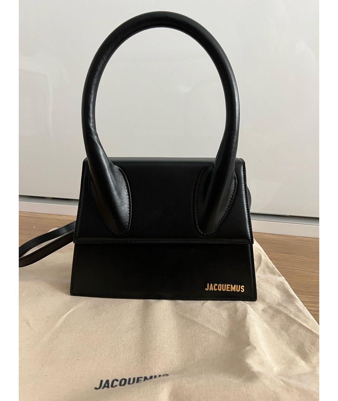 JACQUEMUS Черная кожаная сумка через плечо, фото 5